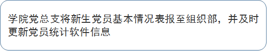 学院党总支将新生党员基本情况表报至组织部，并及时更新党员统计软件信息